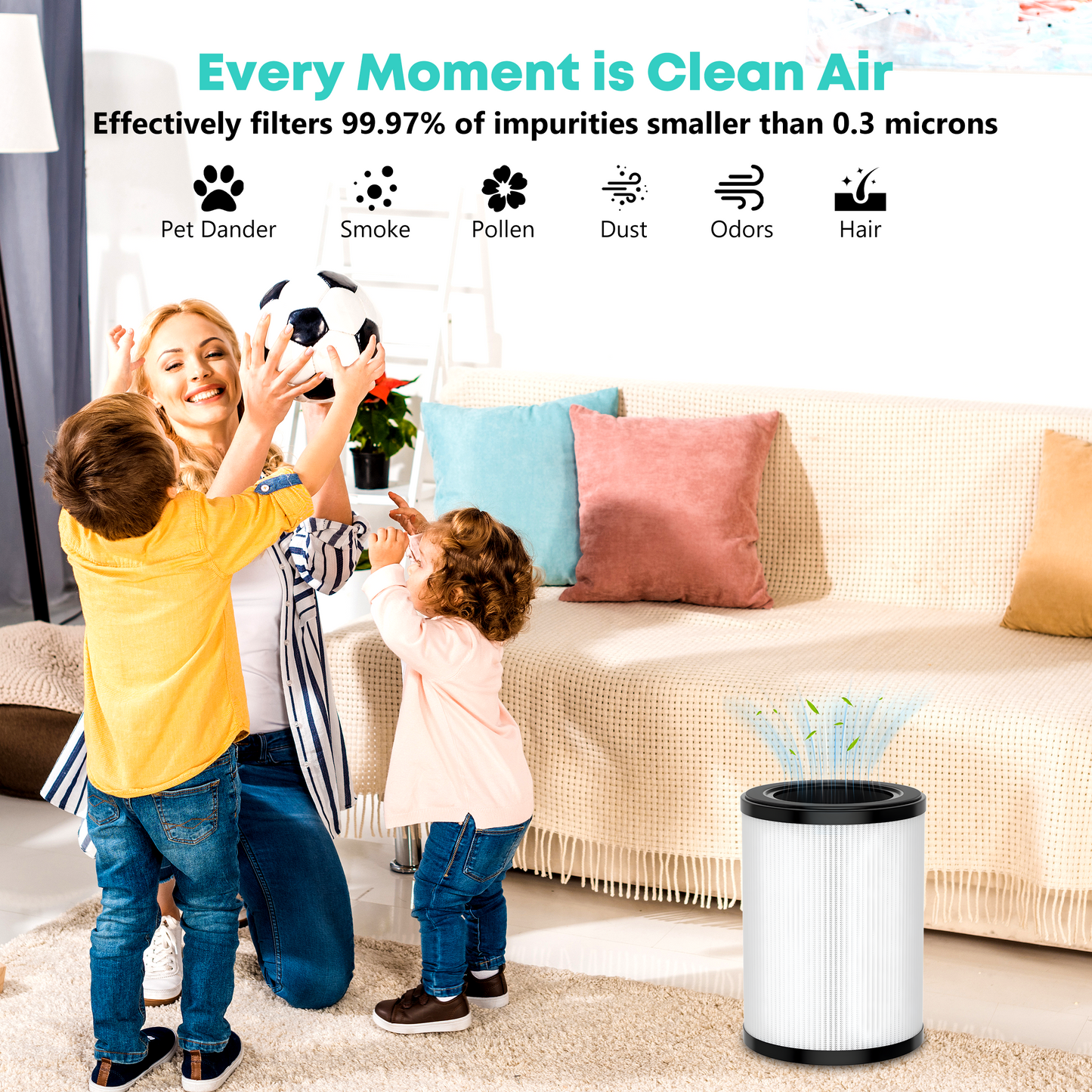 VNIUP® 2-Pack Replacement Filters for ZQA-6000A, H14 HEPA and Activated Carbon