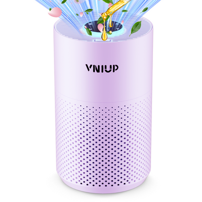 Purple air purifier with 'VNIUP' branding on a white background