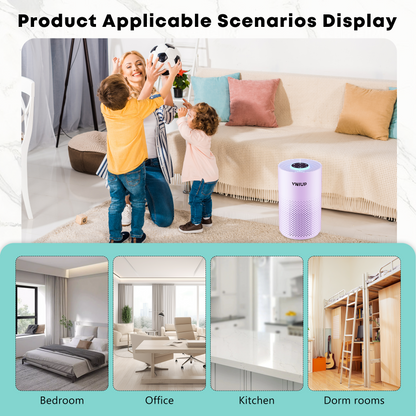 Purificador de aire HEPA VNIUP® para humo, polen, caspa y olor a cabello con temporizador de suspensión para el hogar y la oficina.