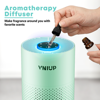 VNIUP® Air Purifier for Bedroom with HEPA 3-in-1 Filter for Pet Hair Allergies Dust Smoke Green