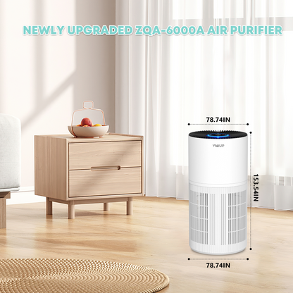 VNIUP® ZQA-6000A Air Purifier with PM2.5 Sensor, Filters Pet Hair, Odors, Dust, Smoke and Pollen