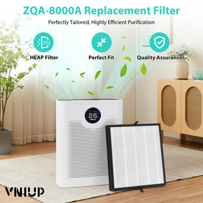 VNIUP® H14 HEPA Air Purifier Filter Replacement for ZQA-8000A, 2200sq.ft Coverage