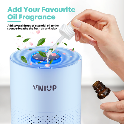 Purificador de aire VNIUP® H14 True HEPA para mascotas de dormitorio. Elimina humo, olores, caspa y polen.