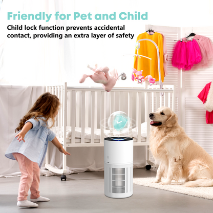 VNIUP® ZQA-6000A Air Purifier with PM2.5 Sensor, Filters Pet Hair, Odors, Dust, Smoke and Pollen